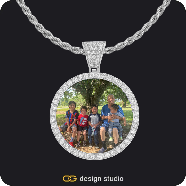 Custom Photo Pendant - Silver / Circle (3 cm) / Rope