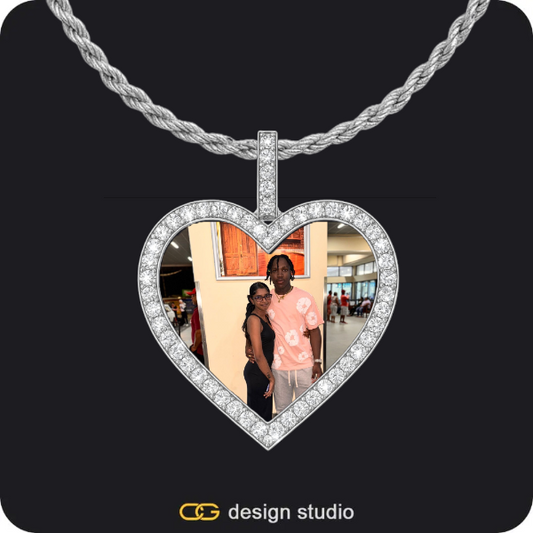 Custom Photo Pendant - Silver / Heart / Rope