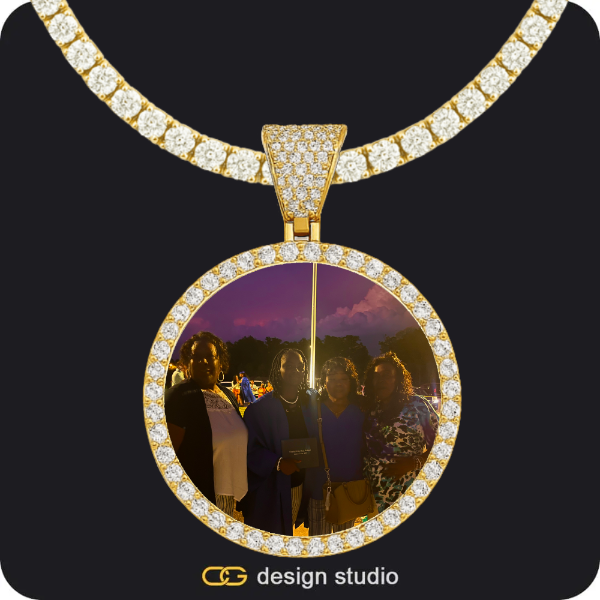 Custom Photo Pendant - Gold / Circle (4 cm) / Tennis