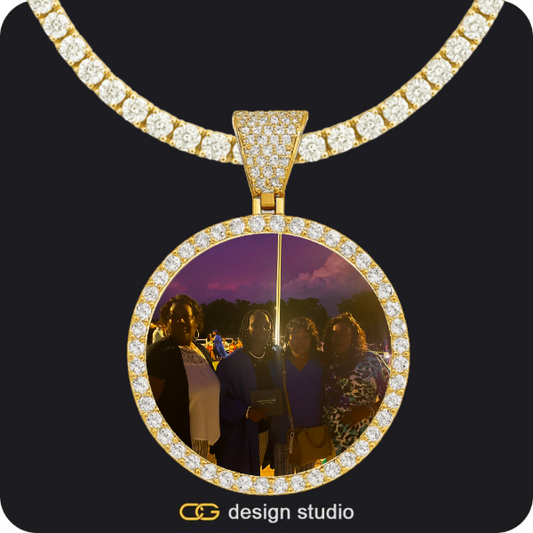 Custom Photo Pendant - Gold / Circle (4 cm) / Tennis