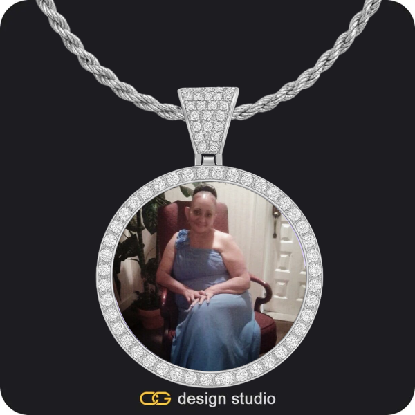 Custom Photo Pendant - Silver / Circle (4 cm) / Rope