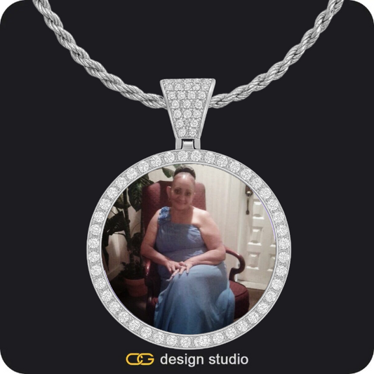 Custom Photo Pendant - Silver / Circle (4 cm) / Rope