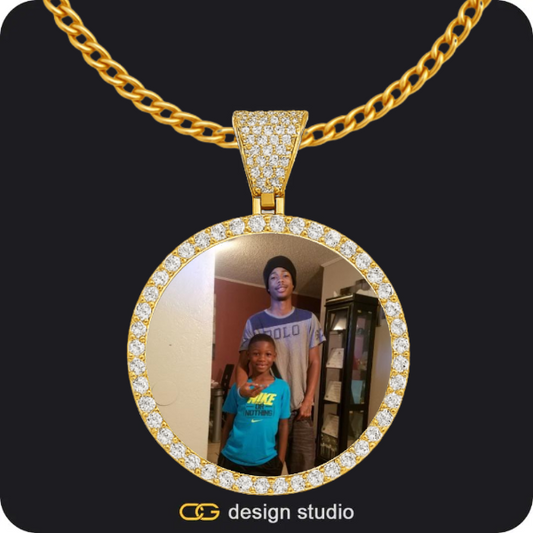 Custom Photo Pendant - Gold / Circle (4 cm) / Cuban (3mm)