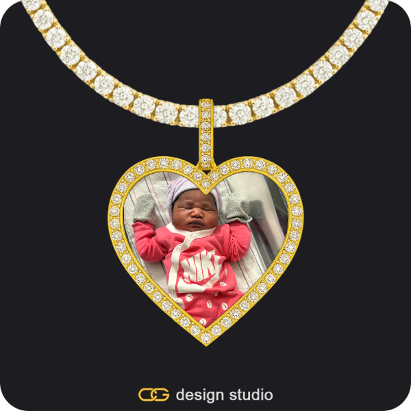 Custom Photo Pendant - Gold / Heart / Tennis