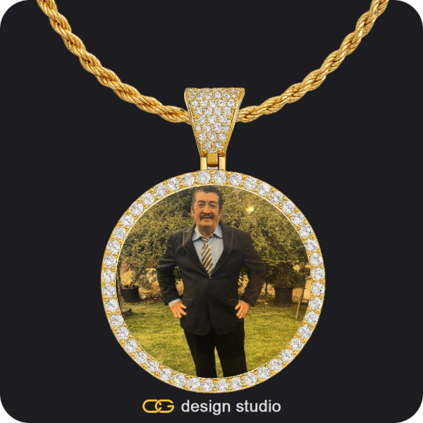 Custom Photo Pendant - Gold / Circle (4 cm) / Rope