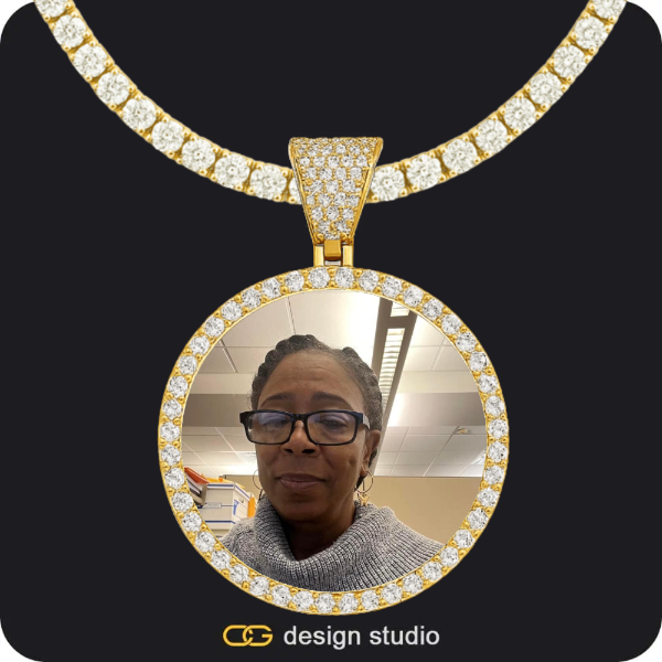 Custom Photo Pendant - Gold / Circle (4 cm) / Tennis