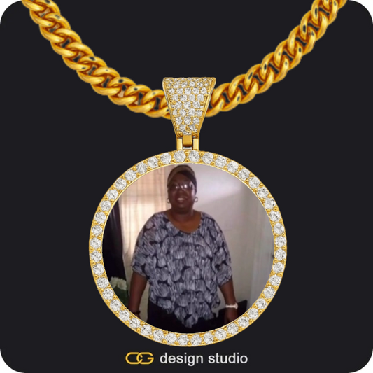 Custom Photo Pendant - Gold / Circle (4 cm) / Cuban (5mm)