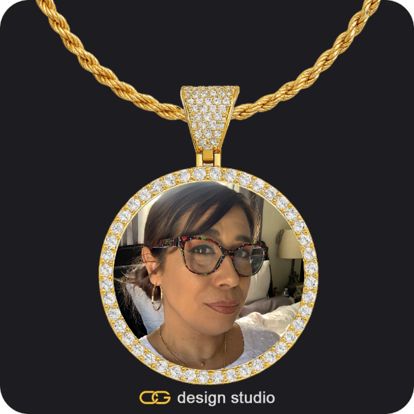 Custom Photo Pendant - Gold / Circle (4 cm) / Rope