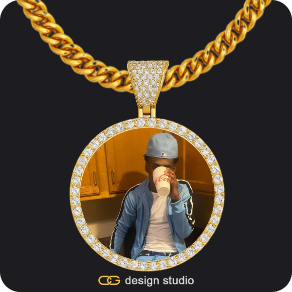 Custom Photo Pendant - Gold / Circle (4 cm) / Cuban (5mm)