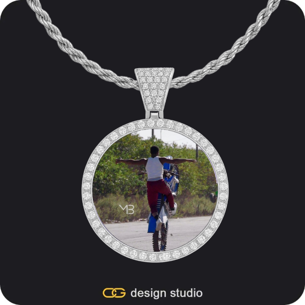 Custom Photo Pendant - Silver / Circle (3 cm) / Rope