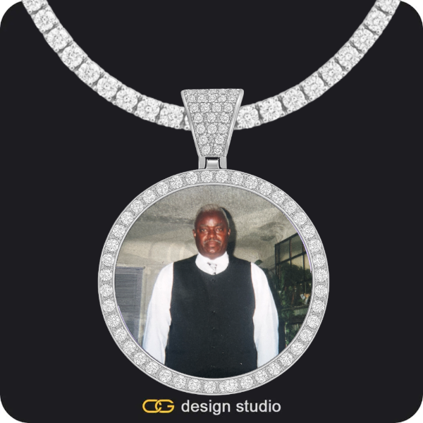 Custom Photo Pendant - Silver / Circle (4 cm) / Tennis