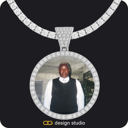 Custom Photo Pendant - Silver / Circle (4 cm) / Tennis