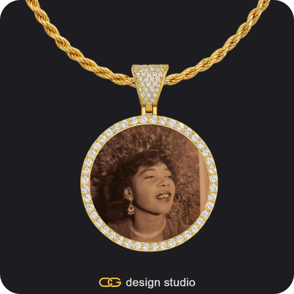 Custom Photo Pendant - Gold / Circle (3 cm) / Rope
