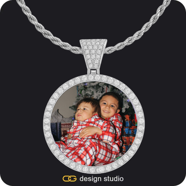 Custom Photo Pendant - Silver / Circle (4 cm) / Rope