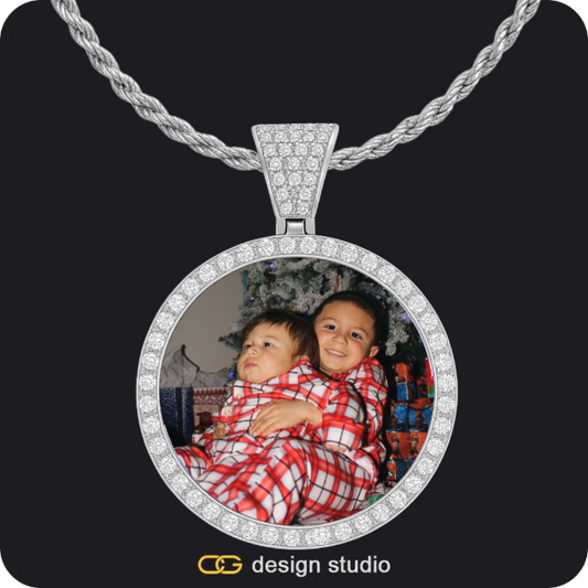 Custom Photo Pendant - Silver / Circle (4 cm) / Rope