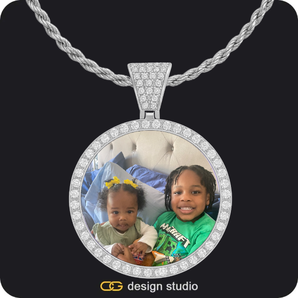 Custom Photo Pendant - Silver / Circle (4 cm) / Rope