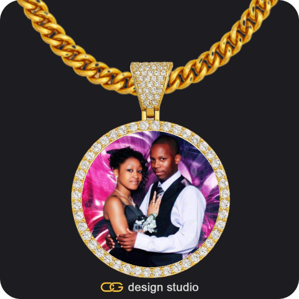 Custom Photo Pendant - Gold / Circle (4 cm) / Cuban (5mm)