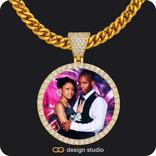 Custom Photo Pendant - Gold / Circle (4 cm) / Cuban (5mm)