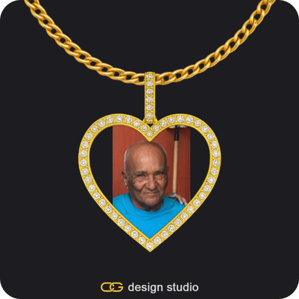Custom Photo Pendant - Gold / Heart / Cuban (3mm)