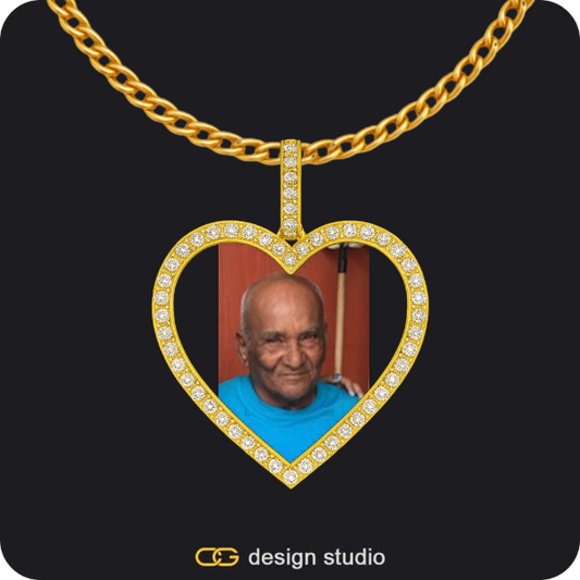 Custom Photo Pendant - Gold / Heart / Cuban (3mm)