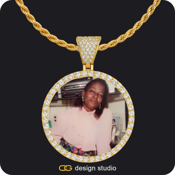 Custom Photo Pendant - Gold / Circle (4 cm) / Rope