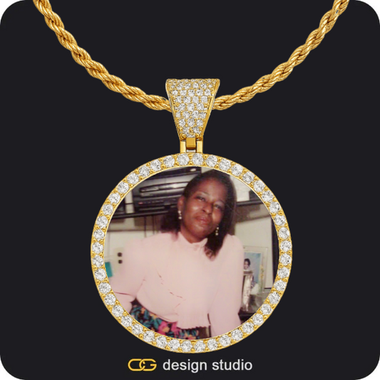 Custom Photo Pendant - Gold / Circle (4 cm) / Rope