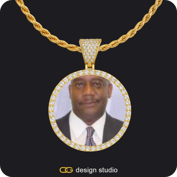 Custom Photo Pendant - Gold / Circle (3 cm) / Rope