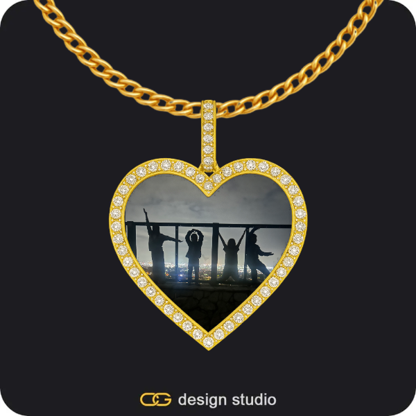 Custom Photo Pendant - Gold / Heart / Cuban (3mm)