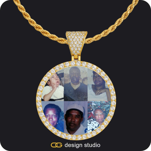 Custom Photo Pendant - Gold / Circle (4 cm) / Rope