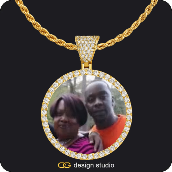 Custom Photo Pendant - Gold / Circle (4 cm) / Rope