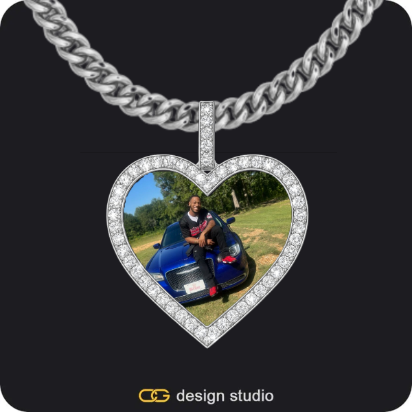 Custom Photo Pendant - Silver / Heart / Cuban (5mm)