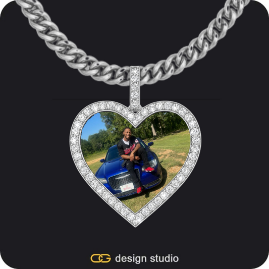 Custom Photo Pendant - Silver / Heart / Cuban (5mm)
