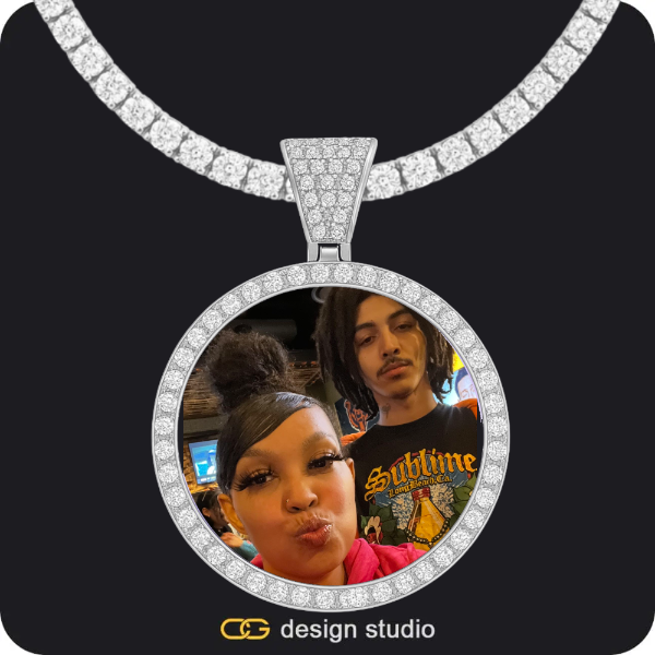 Custom Photo Pendant - Silver / Circle (4 cm) / Tennis