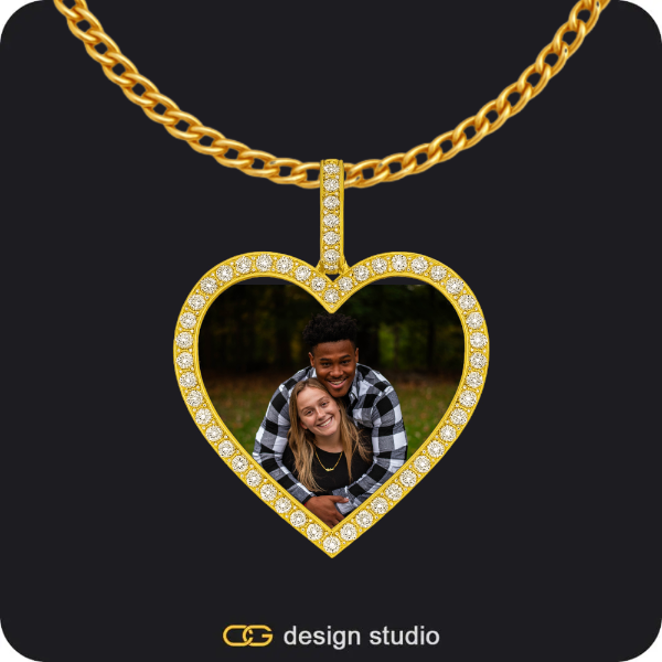 Custom Photo Pendant - Gold / Heart / Cuban (3mm)