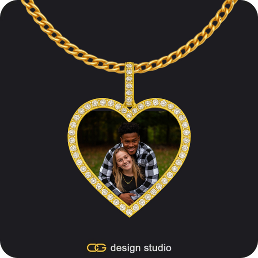 Custom Photo Pendant - Gold / Heart / Cuban (3mm)