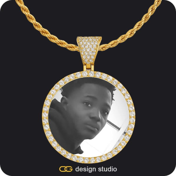 The multi-name necklace,Custom Photo Pendant - Gold / Circle (4 cm) / Rope
