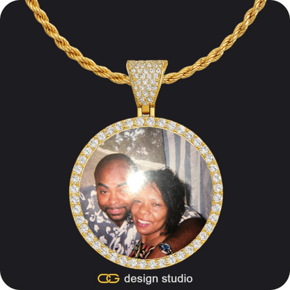 Custom Photo Pendant - Gold / Circle (4 cm) / Rope,Custom Photo Pendant - Gold / Circle (3 cm) / Rope
