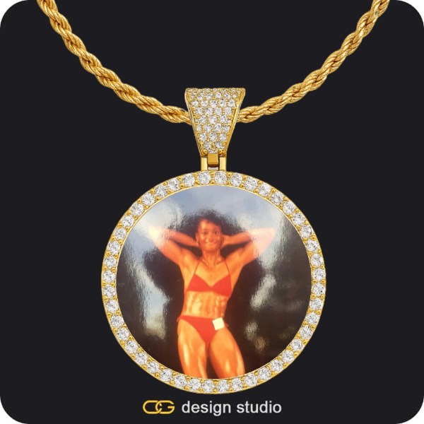 Custom Photo Pendant - Gold / Circle (4 cm) / Rope