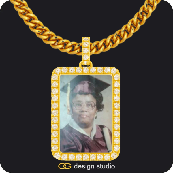 Custom Photo Pendant - Gold / Rectangle / Cuban (5mm)