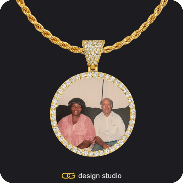 Custom Photo Pendant - Gold / Circle (3 cm) / Rope