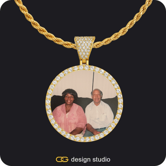 Custom Photo Pendant - Gold / Circle (3 cm) / Rope