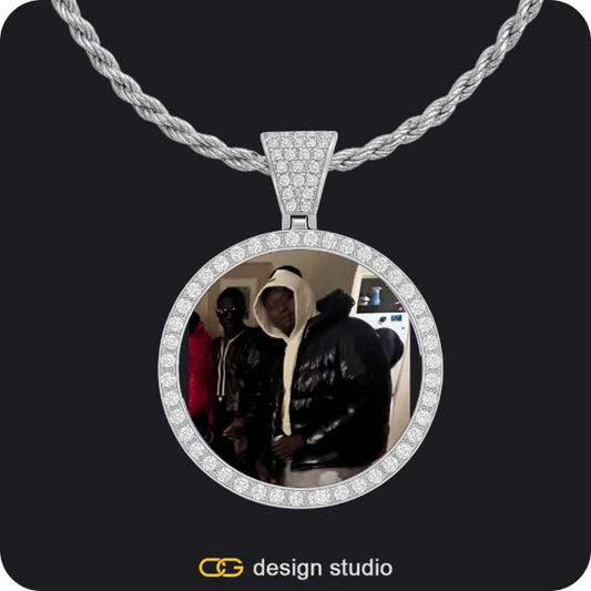 Custom Photo Pendant - Silver / Circle (3 cm) / Rope