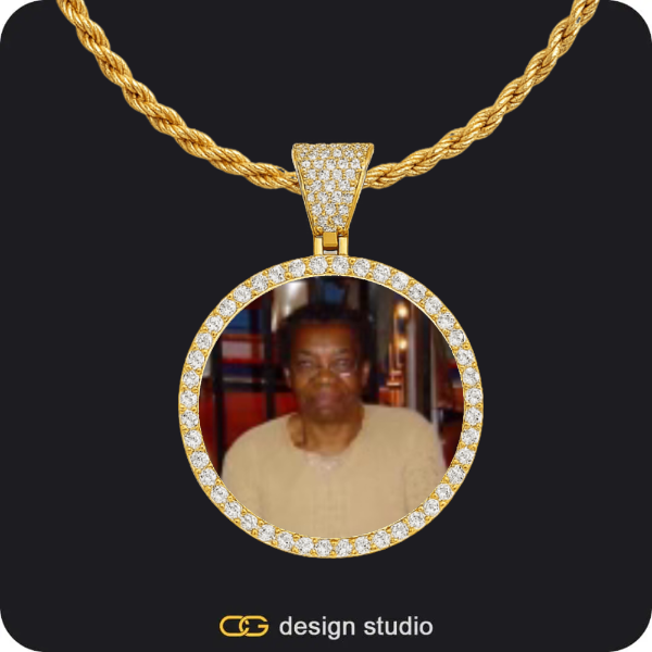 Custom Photo Pendant - Gold / Circle (3 cm) / Rope