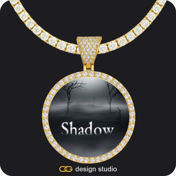 Custom Photo Pendant - Gold / Circle (4 cm) / Tennis