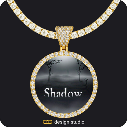 Custom Photo Pendant - Gold / Circle (4 cm) / Tennis