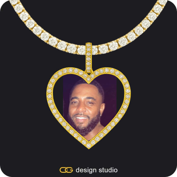 Custom Photo Pendant - Gold / Heart / Tennis