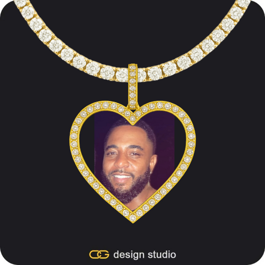 Custom Photo Pendant - Gold / Heart / Tennis