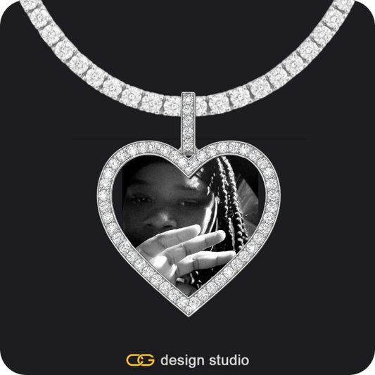 Custom Photo Pendant - Silver / Heart / Tennis