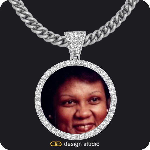 Custom Photo Pendant - Silver / Circle (4 cm) / Cuban (5mm)