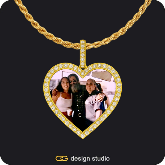 Clover Initial Necklace - Q / 16 inch,Custom Photo Pendant - Gold / Heart / Rope,Custom Photo Pendant - Silver / Wings / Rope